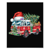 Funny Firetruck Santa Hat Christmas Tree Lights