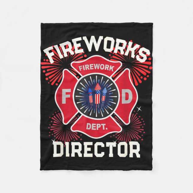 Funny firework director boom squad safety fleece blanket (Front)