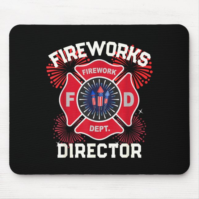 Funny firework director boom squad safety mouse mat (Front)