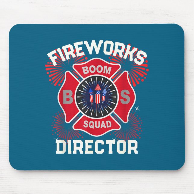 Funny firework director safety boom squad mouse mat (Front)