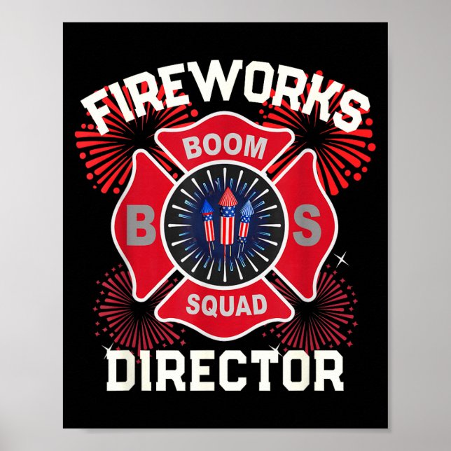 Funny firework director safety boom squad poster (Front)