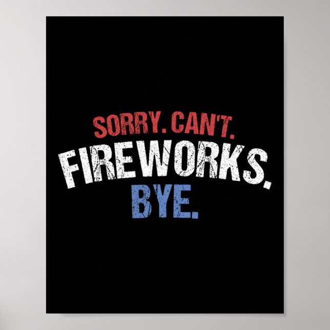 Funny Firework Shirt Sorry Cant Fireworks Bye 4th  Poster (Front)