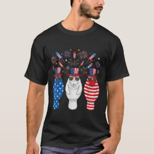Funny Fireworks Mana American USA Flag 4th of July T-Shirt