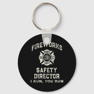 Funny Fireworks Safety Director Boom Squad Firefig Key Ring
