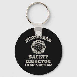 Funny Fireworks Safety Director Firefighter Americ Key Ring