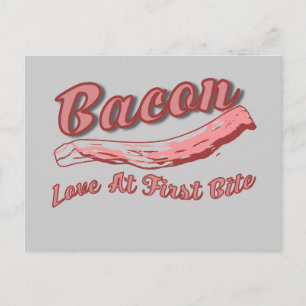 funny first bite retro bacon lover postcard