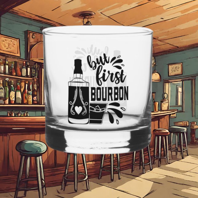 funny first bourbon word art whiskey glass (Creator Uploaded)