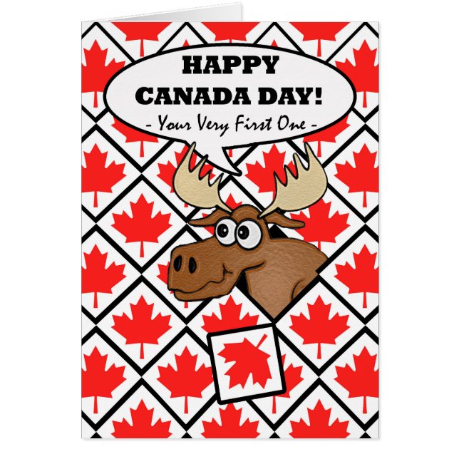 Funny First Canada Day, Moose with Maple Tiles (Front)