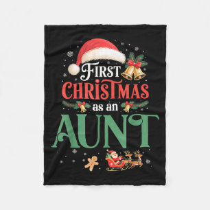 Funny First Christmas As An Aunt Matching Family X Fleece Blanket