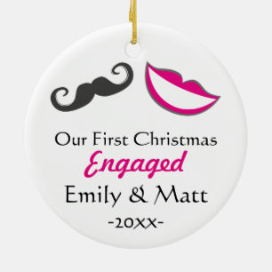 Funny First Christmas engaged Ceramic Tree Decoration