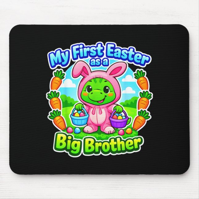 Funny First Easter As A Big Brother Cute Easter Mouse Mat (Front)