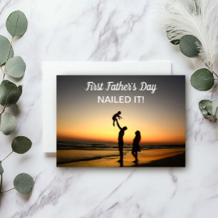 Funny First Father’s Day Sunset Silhouette Custom Card