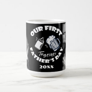 Funny First Father's Day Typography and Photo  Coffee Mug