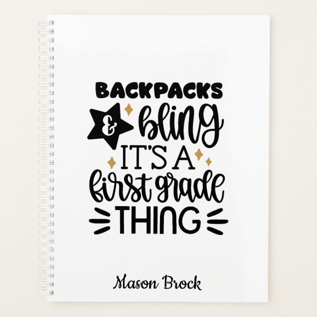 Funny First grade personalised gift Planner (Front)