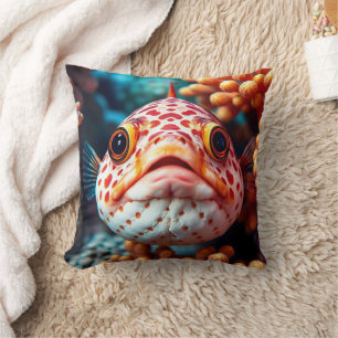 Funny Fish and Coral Close Cushion