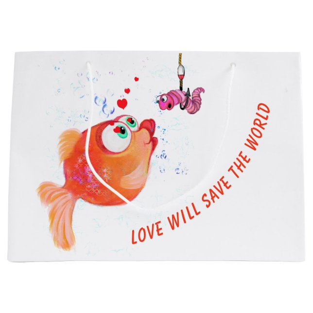 Funny Fish and Worm Gift Bag (Front)