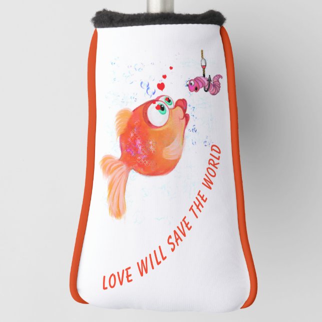 Funny Fish and Worm Golf Head Cover - Custom Text (Rotate 90)