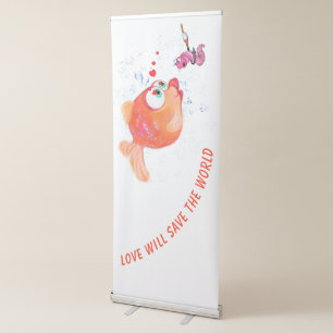 Funny Fish and Worm Retractable Banner Custom Text