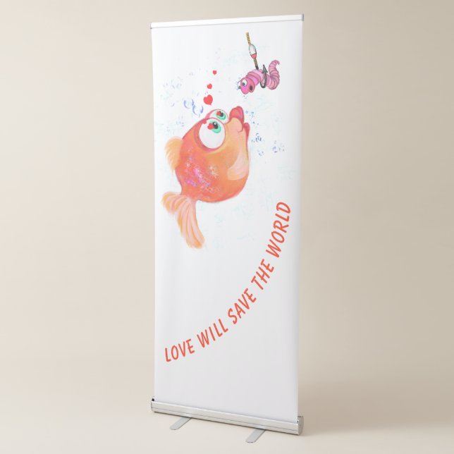 Funny Fish and Worm Retractable Banner Custom Text (3/4)