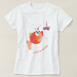 Funny Fish and Worm T-Shirt - Custom Text