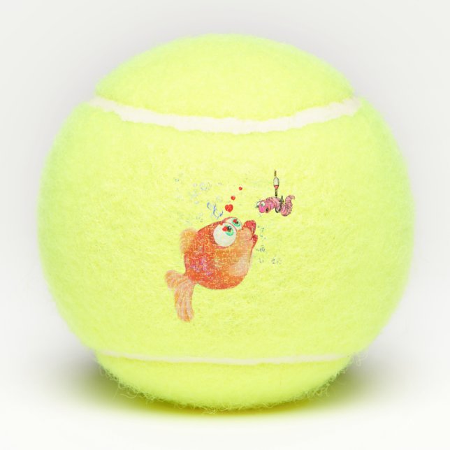 Funny Fish and Worm Tennis Balls (Back)
