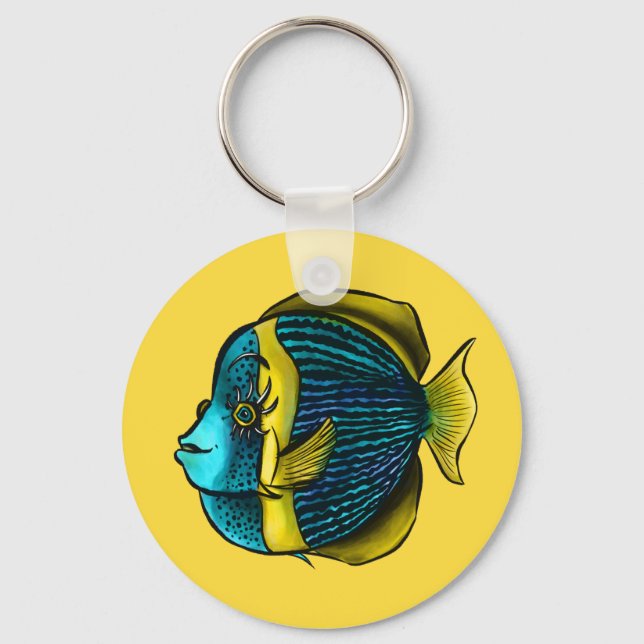 Funny Fish Aquatic Marine Under The Sea Kids Key Ring (Front)