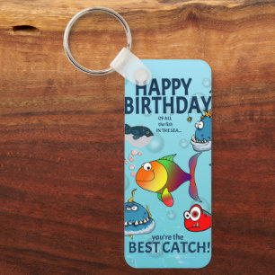 Funny Fish Birthday Key Ring