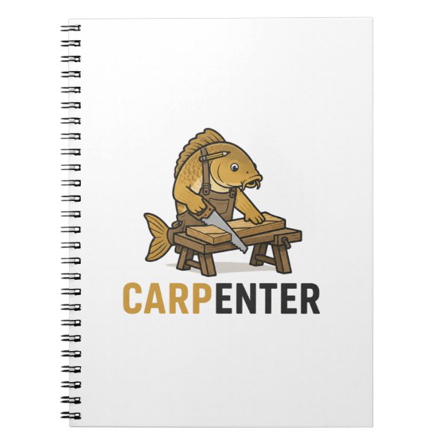 Funny Fish Carpenter Animal Pun Notebook (Front)