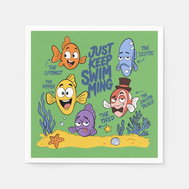 Funny Fish Characters Napkin (Front)