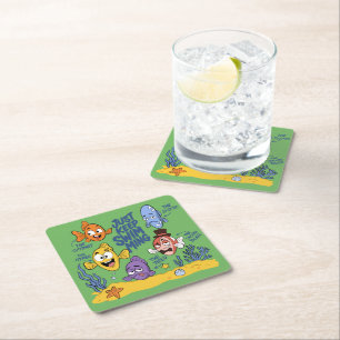 Funny Fish Characters Square Paper Coaster