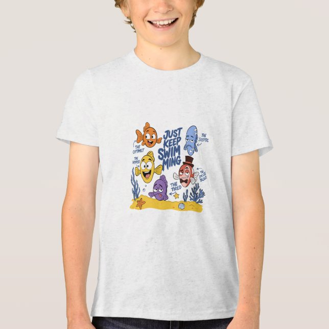 Funny Fish Characters Tri-Blend Shirt (Front)