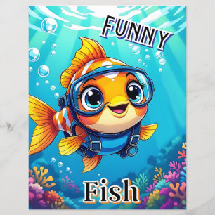 Funny Fish Cute Cartoon Kid's Nursery Art