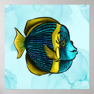 Funny Fish In Ocean Under The Sea Poster