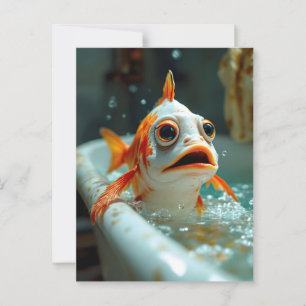 Funny fish in the bath postcard