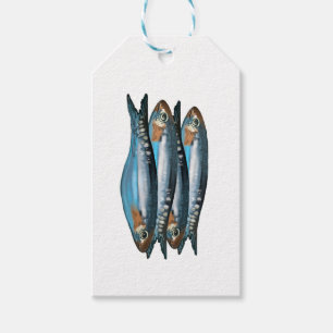 Funny Fish-Mas Christmas Card Illustrated Sardinas Gift Tags