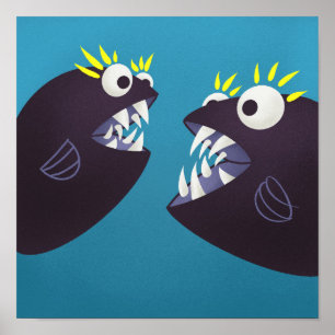 Funny Fish Monsters Talking Kids Poster
