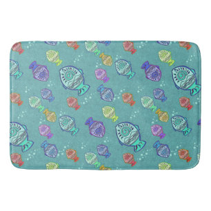 Funny FISH pattern coloured + your ideas Bath Mat