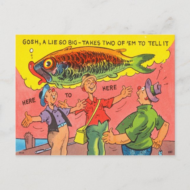 Funny Fish Postcard Fisherman Fishing Cartoon (Front)