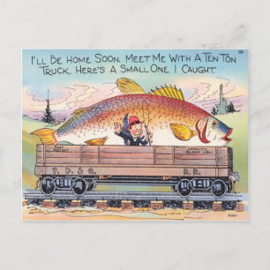Funny Fish Postcard Fisherman Fishing Cartoon