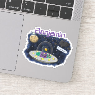 Funny fish UFO space ship cartoon illustration