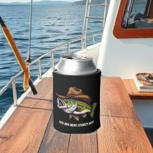 Funny Fish with a Cowboy Hat- Can Cooler