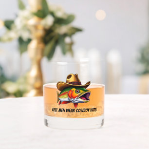 Funny Fish with a Cowboy Hat- Whiskey Glass