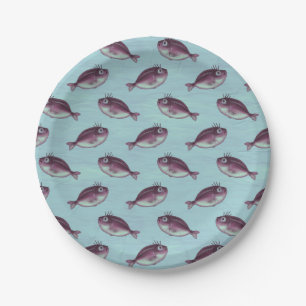 Funny Fish With Fancy Eyelashes Pattern Paper Plate