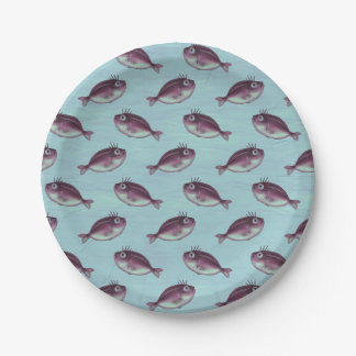 Funny Fish With Fancy Eyelashes Pattern Paper Plate