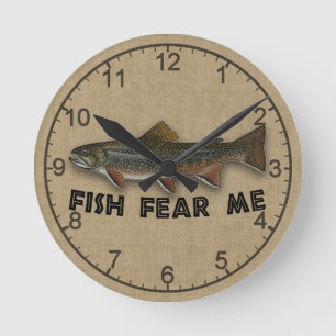 Funny Fisherman Fish Fear Me Round Clock