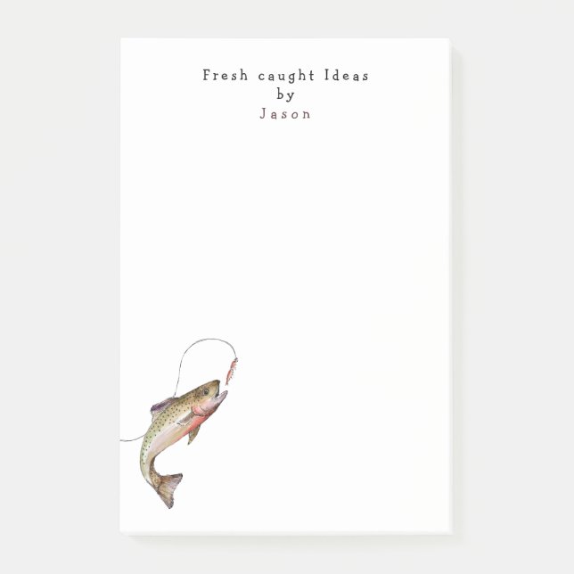 Funny Fisherman fishing personalised Post-it Notes (Front)