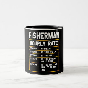 Funny Fisherman Hourly Rate Two-Tone Coffee Mug