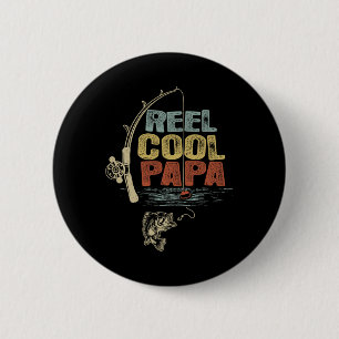 Funny Fisherman Vintage Reel Cool Papa 6 Cm Round Badge