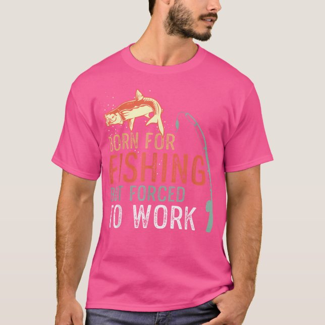 Funny Fisherman With Fishing Rod T-Shirt (Front)