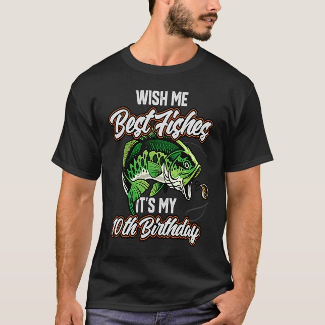 Funny Fisherman's 10th Birthday 10 Bass Fishing B  T-Shirt (Front)